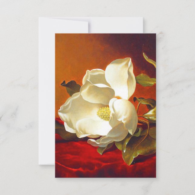 Magnolia on Red Velvet Martin Johnson Heade RSVP Card (Front)