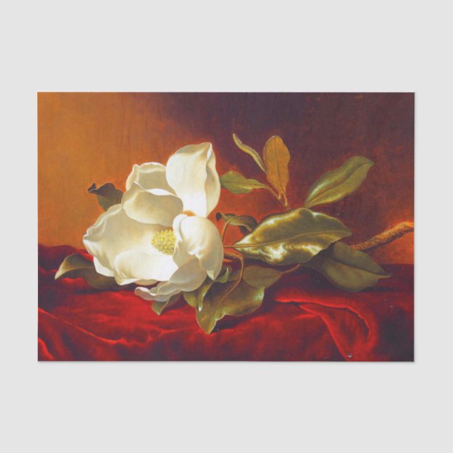 Magnolia on Red Velvet Martin Johnson Heade Tissue Paper (Front)