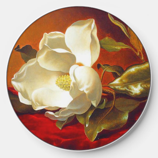 Magnolia on Red Velvet Martin Johnson Heade Wireless Charger (Front)