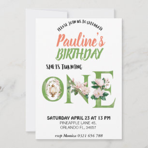 magnolia ONE baby birthday invite