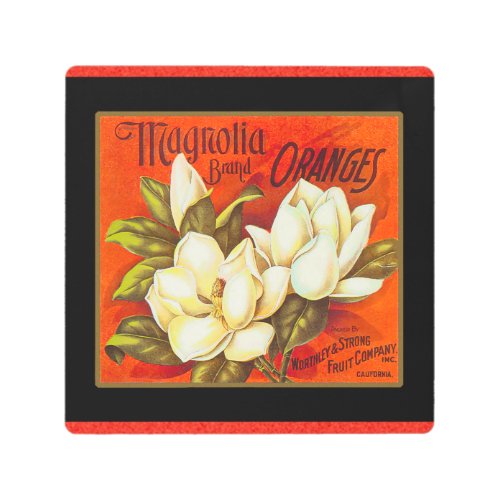 Magnolia Oranges packing label Metal Print