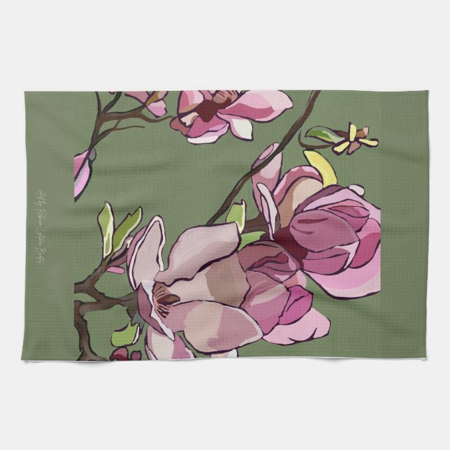 Magnolia Painted Kitchen Towel (Horizontal)