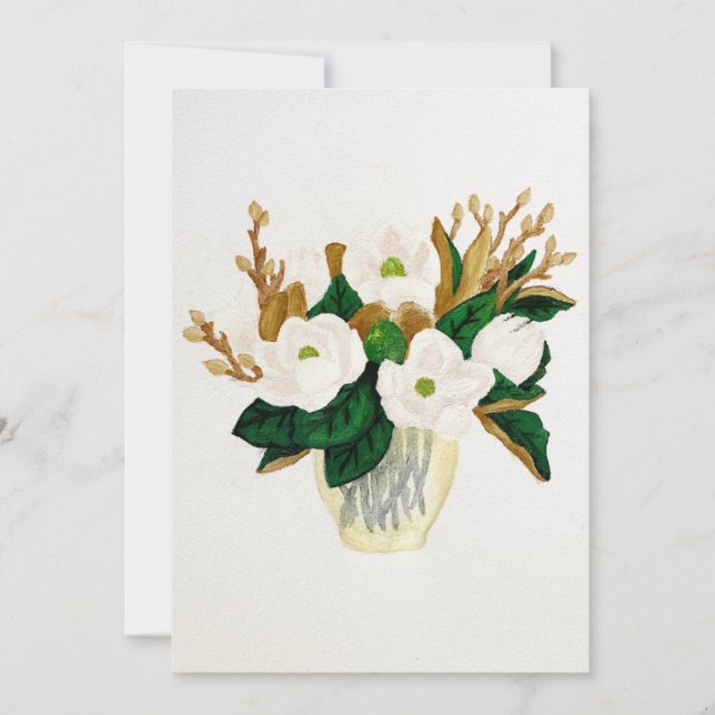 Magnolia Painting Holiday Card (Front)