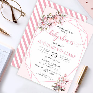 Magnolia pastel floral baby girl shower invitation