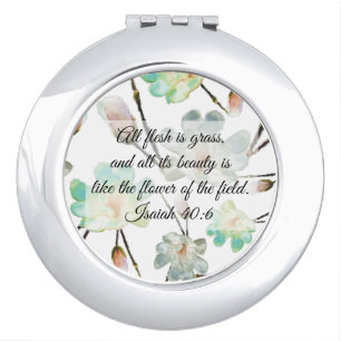 Magnolia Pattern Bible Verse Compact Mirror