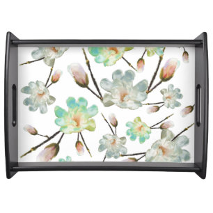 Magnolia Pattern Large Serving Tray