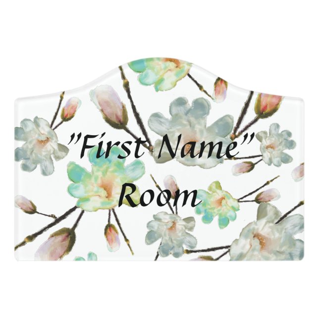 Magnolia Pattern Name Room Sign (Small Crest Front)