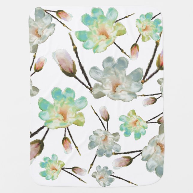 Magnolia Pattern Receiving Blanket (Front)