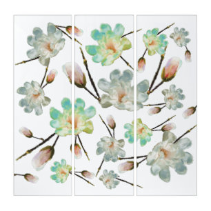 Magnolia Pattern Wall Art Set