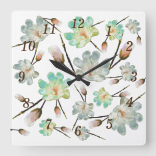 Magnolia Pattern Wall Clock