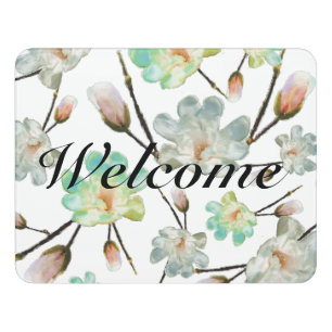 Magnolia Pattern Welcome Door Sign