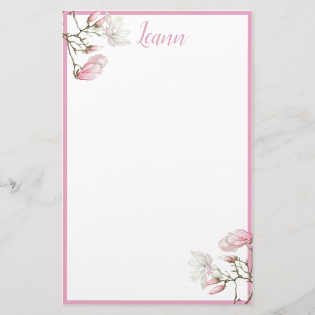 Magnolia Personalized  Stationery (Front)
