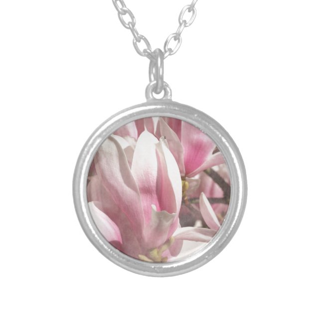 Magnolia photographed by Tutti Silver Plated Necklace (Front)