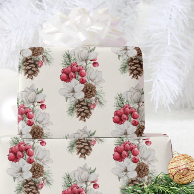 Magnolia Pine Cone Christmas Gift Wrap (Creator Uploaded)