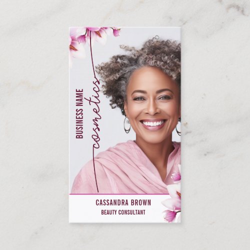 Magnolia Pink Floral Beauty Business Card