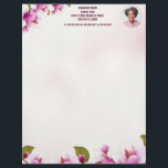 Magnolia Pink Floral Business Photo Letterhead<br><div class="desc">Pink Magnolia with Southern Charm.</div>