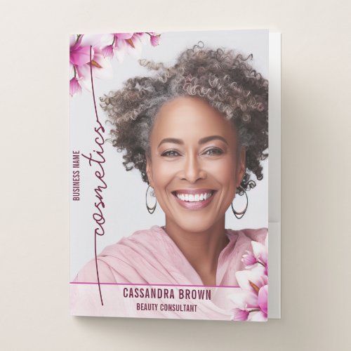 Magnolia Pink Floral Business Pocket Folder