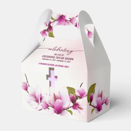 Magnolia Pink Floral Funeral Favor Boxes