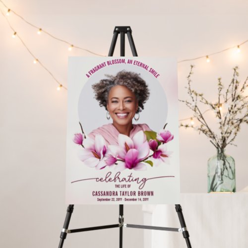 Magnolia Pink Floral Funeral Welcome sign