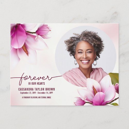 Magnolia Pink Floral Memorial Thank You Card