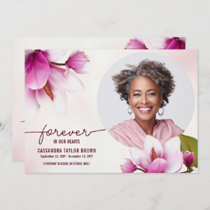 Magnolia Pink Floral Memorial Thank You Card
