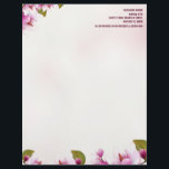 Magnolia Pink Floral Personalized Letterhead<br><div class="desc">Pink Magnolia with Southern Charm.</div>