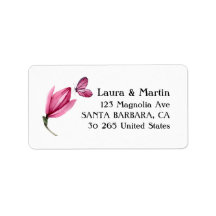 Magnolia pink flower, modern spring watercolor l