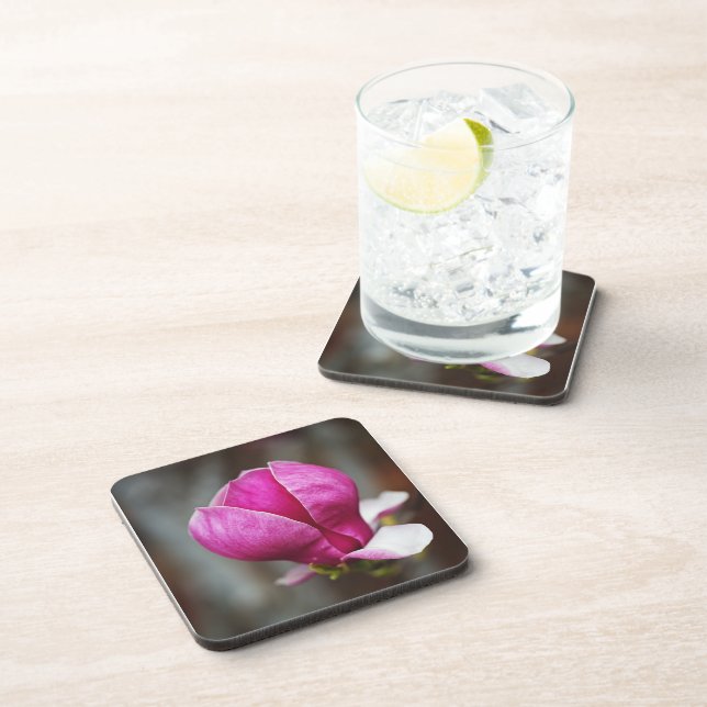 Magnolia Pink Full Bloom Beverage Coaster (Right Side)