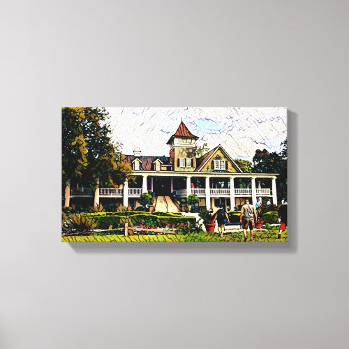 Magnolia Plantation House Art Canvas Print