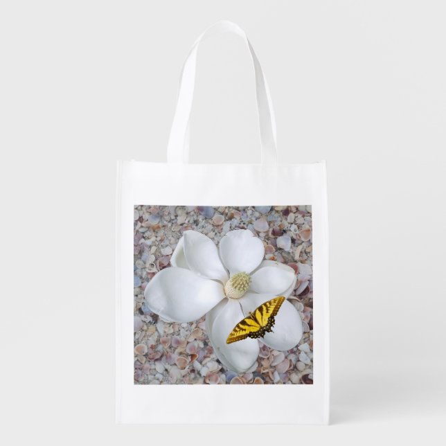 Magnolia Print, Value Poster Paper (Semi-Gloss) Grocery Bag (Front)