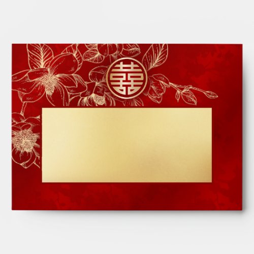 Magnolia Red Gold Chinese Wedding Envelope