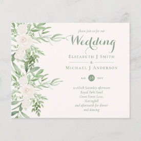 Magnolia Sage Green Floral Wedding Invites BUDGET