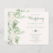 Magnolia Sage Green Floral Wedding Invites BUDGET (Front/Back)