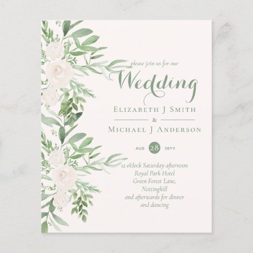 Magnolia Sage Green Floral Wedding Invites BUDGET