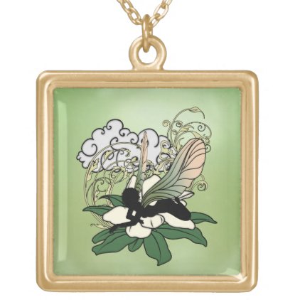 Magnolia Shadow Fairy Gold Plated Necklace