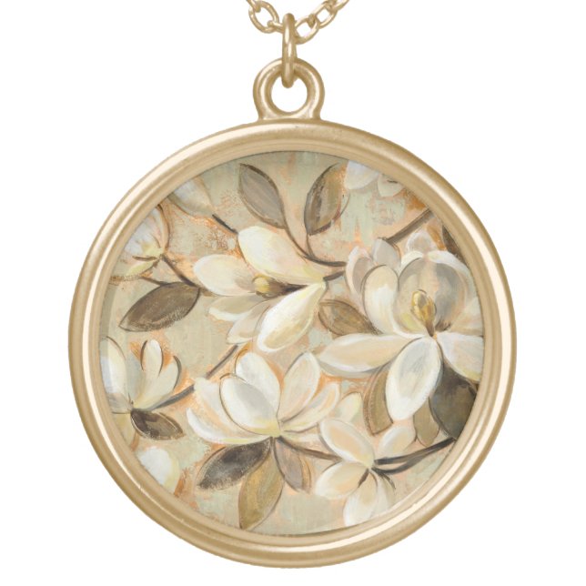 Magnolia Simplicity Cream Gold Plated Necklace (Front)