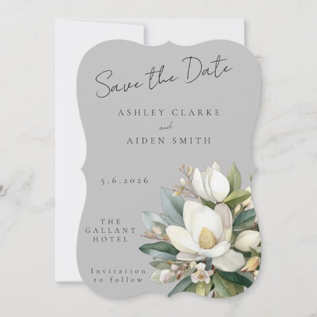 Magnolia Skye Floral Wedding Save the Date (Front)