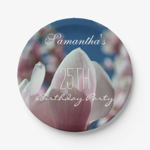 Magnolia Spring 25th Birthday Party Paper Plate