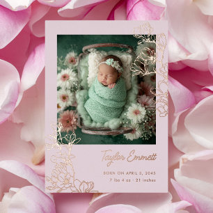 Magnolia Spring Baby Birth Foil Announcement
