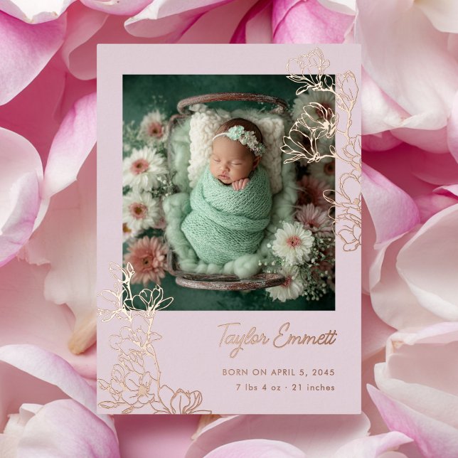 Magnolia Spring Baby Birth Foil Announcement (Creator Uploaded)