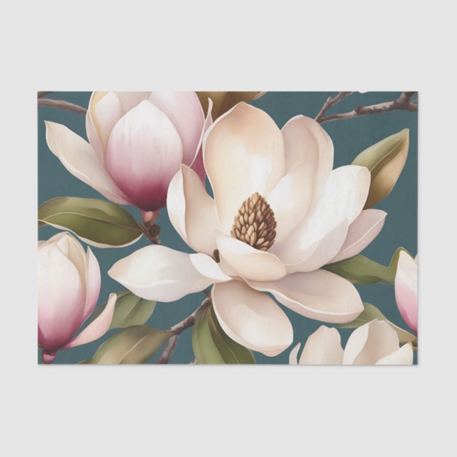 Magnolia Spring Floral Pattern Tissue Paper (Front)