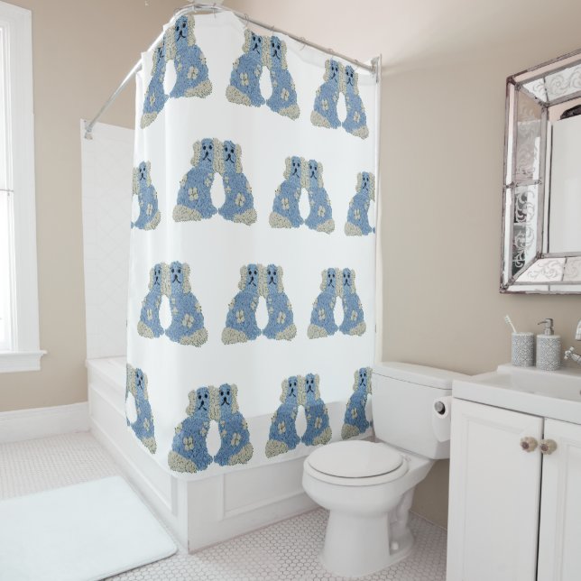 Magnolia Staffordshire Dogs Ginger jars Shower Curtain (In Situ)