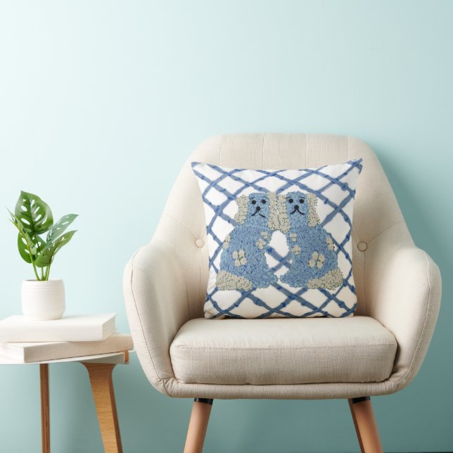Magnolia Staffordshire Dogs Ginger  Jars Throw Pillow (Chair)