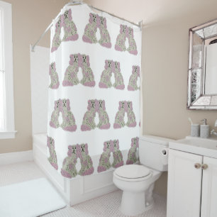 Magnolia Staffordshire Dogs Roses Shower Curtain