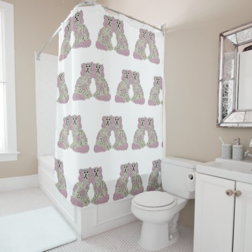 Magnolia Staffordshire Dogs Roses Shower Curtain