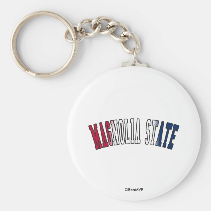 Magnolia State in State Flag Colors Keychain