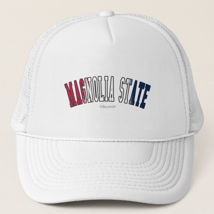 Magnolia State in State Flag Colors Trucker Hat