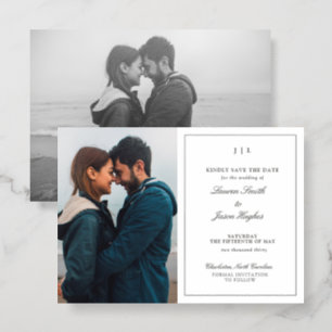 Magnolia Suite Two Photo Wedding Save the Date Letterpress Photo Cards