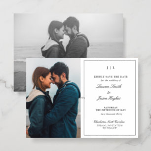 Magnolia Suite Two Photo Wedding Save the Date Letterpress Photo Cards