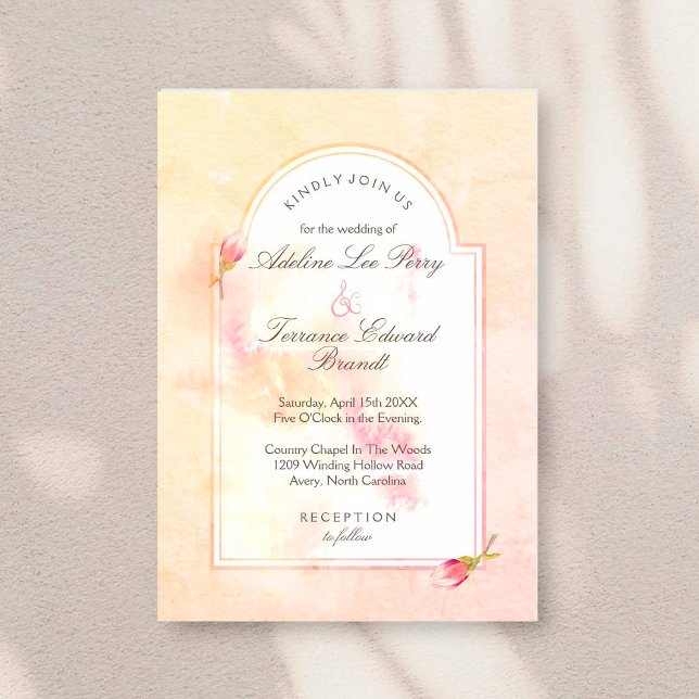Magnolia Sunrise Arch Watercolor Invitation (Creator Uploaded)